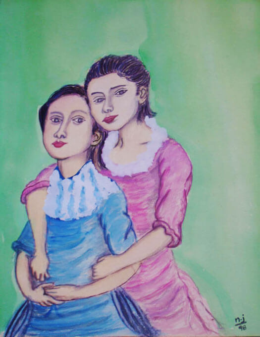 Sisters, re-created from an oil painting