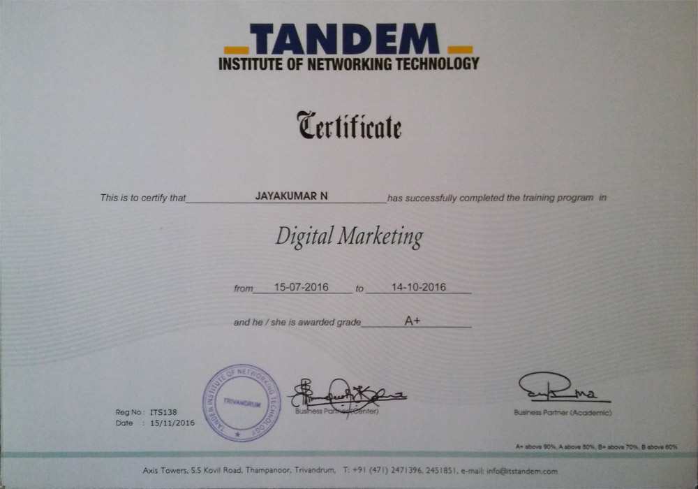 Certificate in Digital Marketing